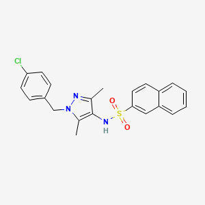 molecular formula C22H20ClN3O2S B4367366 N~2~-[1-(4-CHLOROBENZYL)-3,5-DIMETHYL-1H-PYRAZOL-4-YL]-2-NAPHTHALENESULFONAMIDE 