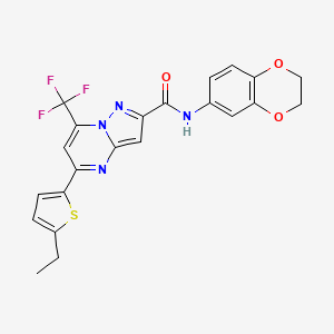 molecular formula C22H17F3N4O3S B4367489 N~2~-(2,3-DIHYDRO-1,4-BENZODIOXIN-6-YL)-5-(5-ETHYL-2-THIENYL)-7-(TRIFLUOROMETHYL)PYRAZOLO[1,5-A]PYRIMIDINE-2-CARBOXAMIDE 