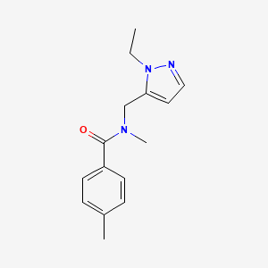molecular formula C15H19N3O B4367514 N~1~-[(1-ETHYL-1H-PYRAZOL-5-YL)METHYL]-N~1~,4-DIMETHYLBENZAMIDE CAS No. 1005614-86-7