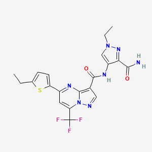 molecular formula C20H18F3N7O2S B4367565 N~3~-[3-(AMINOCARBONYL)-1-ETHYL-1H-PYRAZOL-4-YL]-5-(5-ETHYL-2-THIENYL)-7-(TRIFLUOROMETHYL)PYRAZOLO[1,5-A]PYRIMIDINE-3-CARBOXAMIDE 