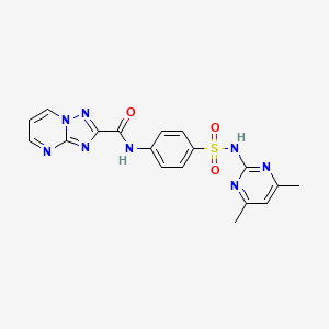 molecular formula C18H16N8O3S B4367582 N~2~-(4-{[(4,6-DIMETHYL-2-PYRIMIDINYL)AMINO]SULFONYL}PHENYL)[1,2,4]TRIAZOLO[1,5-A]PYRIMIDINE-2-CARBOXAMIDE 