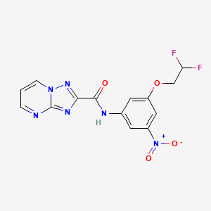molecular formula C14H10F2N6O4 B4367606 N~2~-[3-(2,2-DIFLUOROETHOXY)-5-NITROPHENYL][1,2,4]TRIAZOLO[1,5-A]PYRIMIDINE-2-CARBOXAMIDE 