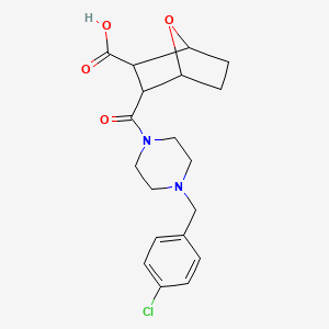 molecular formula C19H23ClN2O4 B4367704 3-{[4-(4-CHLOROBENZYL)PIPERAZINO]CARBONYL}-7-OXABICYCLO[2.2.1]HEPTANE-2-CARBOXYLIC ACID 