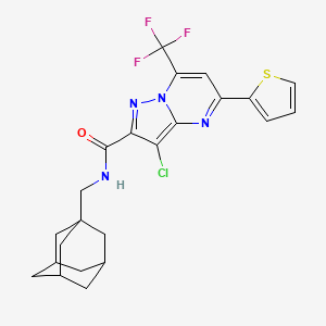molecular formula C23H22ClF3N4OS B4367759 N-[(ADAMANTAN-1-YL)METHYL]-3-CHLORO-5-(THIOPHEN-2-YL)-7-(TRIFLUOROMETHYL)PYRAZOLO[1,5-A]PYRIMIDINE-2-CARBOXAMIDE 