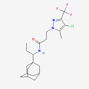 molecular formula C21H29ClF3N3O B4367868 N~1~-[1-(1-ADAMANTYL)PROPYL]-3-[4-CHLORO-5-METHYL-3-(TRIFLUOROMETHYL)-1H-PYRAZOL-1-YL]PROPANAMIDE 