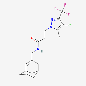 molecular formula C19H25ClF3N3O B4367877 N~1~-(1-ADAMANTYLMETHYL)-3-[4-CHLORO-5-METHYL-3-(TRIFLUOROMETHYL)-1H-PYRAZOL-1-YL]PROPANAMIDE 