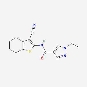 molecular formula C15H16N4OS B4367901 N-(3-cyano-4,5,6,7-tetrahydro-1-benzothiophen-2-yl)-1-ethylpyrazole-4-carboxamide CAS No. 7166-81-6