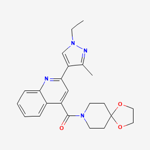 molecular formula C23H26N4O3 B4367952 1,4-dioxa-8-azaspiro[4.5]dec-8-yl[2-(1-ethyl-3-methyl-1H-pyrazol-4-yl)-4-quinolyl]methanone 