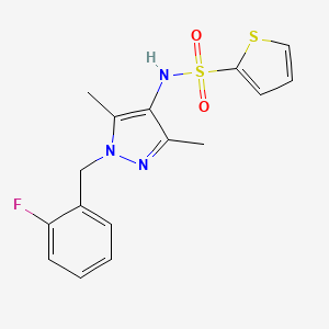 molecular formula C16H16FN3O2S2 B4367994 N~2~-[1-(2-FLUOROBENZYL)-3,5-DIMETHYL-1H-PYRAZOL-4-YL]-2-THIOPHENESULFONAMIDE 