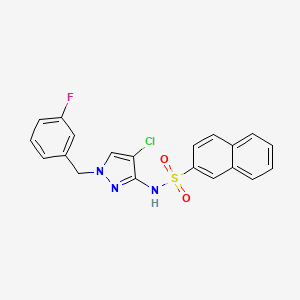 molecular formula C20H15ClFN3O2S B4368022 N~2~-[4-CHLORO-1-(3-FLUOROBENZYL)-1H-PYRAZOL-3-YL]-2-NAPHTHALENESULFONAMIDE 