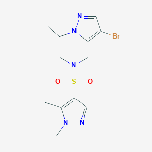molecular formula C12H18BrN5O2S B4368096 N~4~-[(4-BROMO-1-ETHYL-1H-PYRAZOL-5-YL)METHYL]-N~4~,1,5-TRIMETHYL-1H-PYRAZOLE-4-SULFONAMIDE 