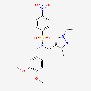 molecular formula C22H26N4O6S B4368104 N~1~-(3,4-DIMETHOXYBENZYL)-N~1~-[(1-ETHYL-3-METHYL-1H-PYRAZOL-4-YL)METHYL]-4-NITRO-1-BENZENESULFONAMIDE 