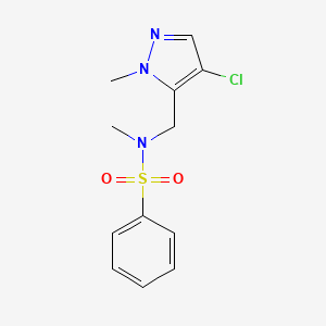 molecular formula C12H14ClN3O2S B4368115 N~1~-[(4-CHLORO-1-METHYL-1H-PYRAZOL-5-YL)METHYL]-N~1~-METHYL-1-BENZENESULFONAMIDE 