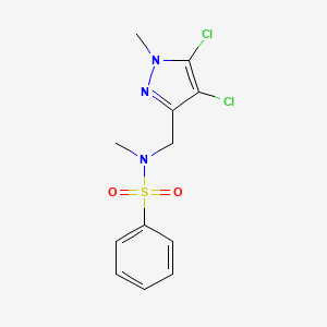 molecular formula C12H13Cl2N3O2S B4368137 N~1~-[(4,5-DICHLORO-1-METHYL-1H-PYRAZOL-3-YL)METHYL]-N~1~-METHYL-1-BENZENESULFONAMIDE 