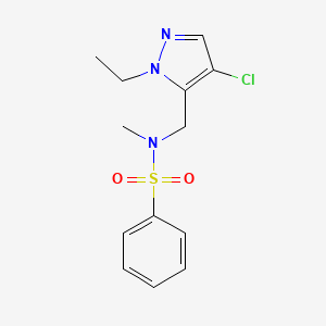 molecular formula C13H16ClN3O2S B4368143 N~1~-[(4-CHLORO-1-ETHYL-1H-PYRAZOL-5-YL)METHYL]-N~1~-METHYL-1-BENZENESULFONAMIDE 