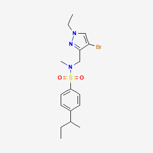 molecular formula C17H24BrN3O2S B4368145 N~1~-[(4-BROMO-1-ETHYL-1H-PYRAZOL-3-YL)METHYL]-4-(SEC-BUTYL)-N~1~-METHYL-1-BENZENESULFONAMIDE 