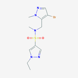 molecular formula C11H16BrN5O2S B4368159 N~4~-[(4-BROMO-1-METHYL-1H-PYRAZOL-5-YL)METHYL]-1-ETHYL-N~4~-METHYL-1H-PYRAZOLE-4-SULFONAMIDE 