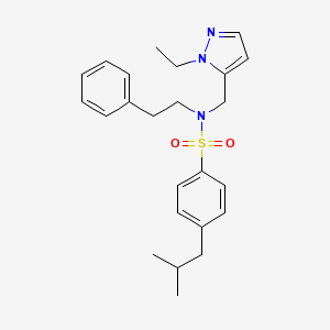 molecular formula C24H31N3O2S B4368183 N~1~-[(1-ETHYL-1H-PYRAZOL-5-YL)METHYL]-4-ISOBUTYL-N~1~-PHENETHYL-1-BENZENESULFONAMIDE 