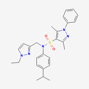 molecular formula C26H31N5O2S B4368210 N~4~-[(1-ETHYL-1H-PYRAZOL-3-YL)METHYL]-N~4~-(4-ISOPROPYLPHENYL)-3,5-DIMETHYL-1-PHENYL-1H-PYRAZOLE-4-SULFONAMIDE 