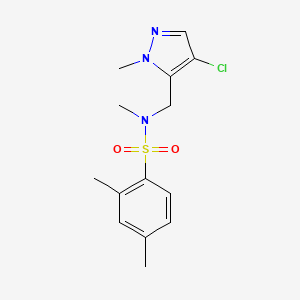 molecular formula C14H18ClN3O2S B4368243 N~1~-[(4-CHLORO-1-METHYL-1H-PYRAZOL-5-YL)METHYL]-N~1~,2,4-TRIMETHYL-1-BENZENESULFONAMIDE 