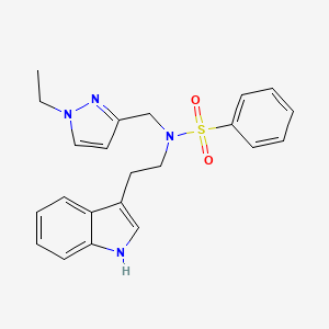 molecular formula C22H24N4O2S B4368262 N~1~-[(1-ETHYL-1H-PYRAZOL-3-YL)METHYL]-N~1~-[2-(1H-INDOL-3-YL)ETHYL]-1-BENZENESULFONAMIDE 