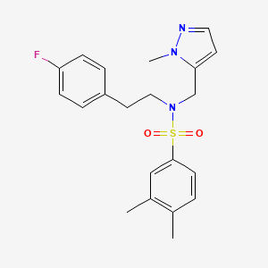 molecular formula C21H24FN3O2S B4368295 N~1~-(4-FLUOROPHENETHYL)-3,4-DIMETHYL-N~1~-[(1-METHYL-1H-PYRAZOL-5-YL)METHYL]-1-BENZENESULFONAMIDE 