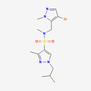 molecular formula C14H22BrN5O2S B4368314 N~4~-[(4-BROMO-1-METHYL-1H-PYRAZOL-5-YL)METHYL]-1-ISOBUTYL-N~4~,3-DIMETHYL-1H-PYRAZOLE-4-SULFONAMIDE 