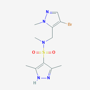 molecular formula C11H16BrN5O2S B4368324 N~4~-[(4-BROMO-1-METHYL-1H-PYRAZOL-5-YL)METHYL]-N~4~,3,5-TRIMETHYL-1H-PYRAZOLE-4-SULFONAMIDE 
