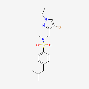 molecular formula C17H24BrN3O2S B4368329 N~1~-[(4-BROMO-1-ETHYL-1H-PYRAZOL-3-YL)METHYL]-4-ISOBUTYL-N~1~-METHYL-1-BENZENESULFONAMIDE 