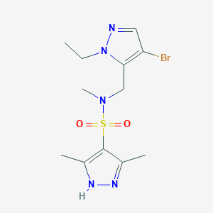 molecular formula C12H18BrN5O2S B4368337 N~4~-[(4-BROMO-1-ETHYL-1H-PYRAZOL-5-YL)METHYL]-N~4~,3,5-TRIMETHYL-1H-PYRAZOLE-4-SULFONAMIDE 