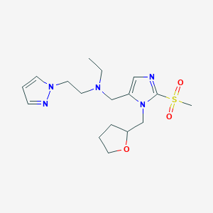 molecular formula C17H27N5O3S B4368615 N-ethyl-N-[[2-methylsulfonyl-3-(oxolan-2-ylmethyl)imidazol-4-yl]methyl]-2-pyrazol-1-ylethanamine 