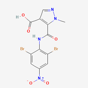 molecular formula C12H8Br2N4O5 B4369099 5-{[(2,6-dibromo-4-nitrophenyl)amino]carbonyl}-1-methyl-1H-pyrazole-4-carboxylic acid 