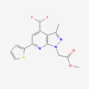molecular formula C15H13F2N3O2S B4369447 METHYL 2-[4-(DIFLUOROMETHYL)-3-METHYL-6-(2-THIENYL)-1H-PYRAZOLO[3,4-B]PYRIDIN-1-YL]ACETATE 