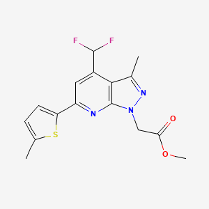 molecular formula C16H15F2N3O2S B4369459 METHYL 2-[4-(DIFLUOROMETHYL)-3-METHYL-6-(5-METHYL-2-THIENYL)-1H-PYRAZOLO[3,4-B]PYRIDIN-1-YL]ACETATE 