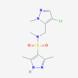 molecular formula C11H16ClN5O2S B4369567 N~4~-[(4-CHLORO-1-METHYL-1H-PYRAZOL-5-YL)METHYL]-N~4~,3,5-TRIMETHYL-1H-PYRAZOLE-4-SULFONAMIDE 