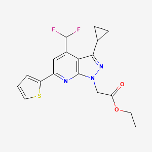 molecular formula C18H17F2N3O2S B4369675 ETHYL 2-[3-CYCLOPROPYL-4-(DIFLUOROMETHYL)-6-(2-THIENYL)-1H-PYRAZOLO[3,4-B]PYRIDIN-1-YL]ACETATE 