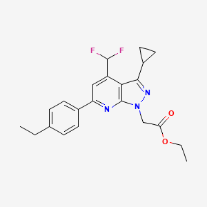 molecular formula C22H23F2N3O2 B4369690 ETHYL 2-[3-CYCLOPROPYL-4-(DIFLUOROMETHYL)-6-(4-ETHYLPHENYL)-1H-PYRAZOLO[3,4-B]PYRIDIN-1-YL]ACETATE 