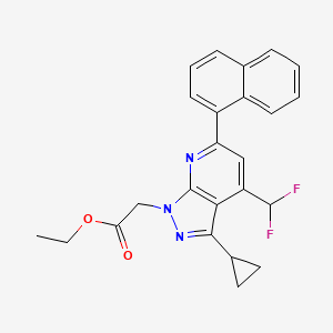 molecular formula C24H21F2N3O2 B4369706 ETHYL 2-[3-CYCLOPROPYL-4-(DIFLUOROMETHYL)-6-(1-NAPHTHYL)-1H-PYRAZOLO[3,4-B]PYRIDIN-1-YL]ACETATE 