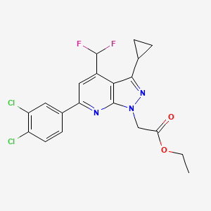 molecular formula C20H17Cl2F2N3O2 B4369708 ETHYL 2-[3-CYCLOPROPYL-6-(3,4-DICHLOROPHENYL)-4-(DIFLUOROMETHYL)-1H-PYRAZOLO[3,4-B]PYRIDIN-1-YL]ACETATE 