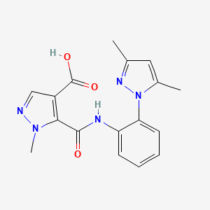 molecular formula C17H17N5O3 B4369808 5-({[2-(3,5-dimethyl-1H-pyrazol-1-yl)phenyl]amino}carbonyl)-1-methyl-1H-pyrazole-4-carboxylic acid 