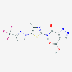 1-methyl-5-[({4-methyl-5-[3-(trifluoromethyl)-1H-pyrazol-1-yl]-1,3-thiazol-2-yl}amino)carbonyl]-1H-pyrazole-4-carboxylic acid