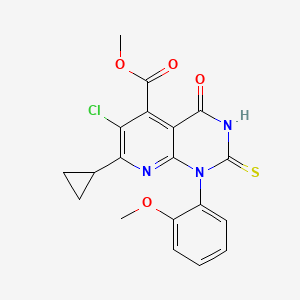 molecular formula C19H16ClN3O4S B4369869 Methyl 6-chloro-7-cyclopropyl-1-(2-methoxyphenyl)-4-oxo-2-sulfanyl-1,4-dihydropyrido[2,3-d]pyrimidine-5-carboxylate 