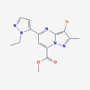 molecular formula C14H14BrN5O2 B4369878 methyl 3-bromo-5-(1-ethyl-1H-pyrazol-5-yl)-2-methylpyrazolo[1,5-a]pyrimidine-7-carboxylate 