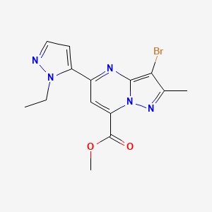 methyl 3-bromo-5-(1-ethyl-1H-pyrazol-5-yl)-2-methylpyrazolo[1,5-a]pyrimidine-7-carboxylate