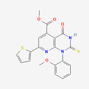 molecular formula C20H15N3O4S2 B4369886 METHYL 1-(2-METHOXYPHENYL)-4-OXO-2-SULFANYL-7-(2-THIENYL)-1,4-DIHYDROPYRIDO[2,3-D]PYRIMIDINE-5-CARBOXYLATE 