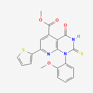 molecular formula C20H15N3O4S2 B4369886 methyl 2-mercapto-1-(2-methoxyphenyl)-4-oxo-7-(2-thienyl)-1,4-dihydropyrido[2,3-d]pyrimidine-5-carboxylate 