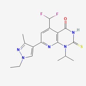 molecular formula C17H19F2N5OS B4369908 5-(difluoromethyl)-7-(1-ethyl-3-methyl-1H-pyrazol-4-yl)-1-isopropyl-2-mercaptopyrido[2,3-d]pyrimidin-4(1H)-one 