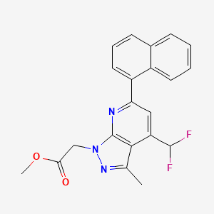 molecular formula C21H17F2N3O2 B4370004 METHYL 2-[4-(DIFLUOROMETHYL)-3-METHYL-6-(1-NAPHTHYL)-1H-PYRAZOLO[3,4-B]PYRIDIN-1-YL]ACETATE 