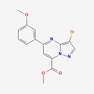 molecular formula C15H12BrN3O3 B4370041 methyl 3-bromo-5-(3-methoxyphenyl)pyrazolo[1,5-a]pyrimidine-7-carboxylate 