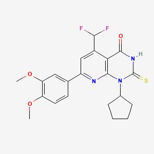 molecular formula C21H21F2N3O3S B4370060 1-cyclopentyl-5-(difluoromethyl)-7-(3,4-dimethoxyphenyl)-2-sulfanylpyrido[2,3-d]pyrimidin-4(1H)-one 